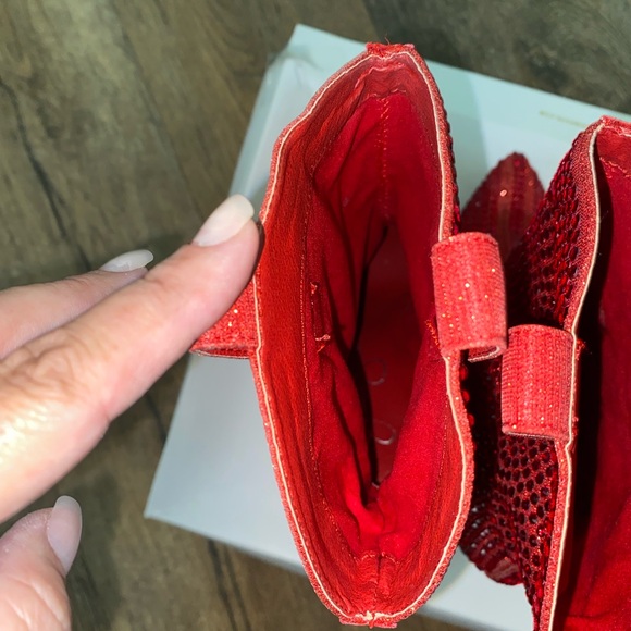 Jessica Simpson Intense Red Glitter Gabor Boots. - Picture 11 of 16